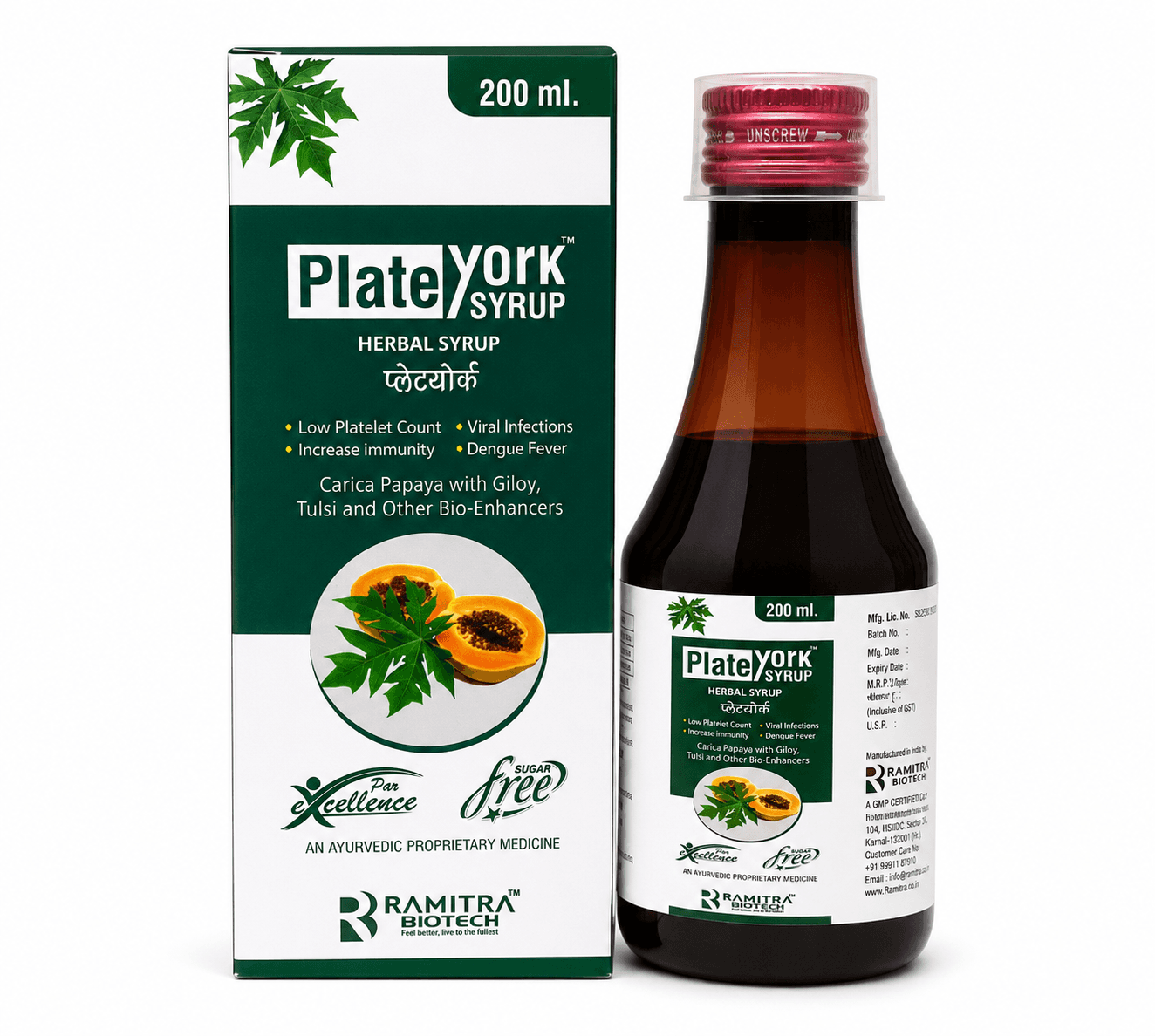 PLATEYORK-SYP - Carica Papaya platelet syrup India