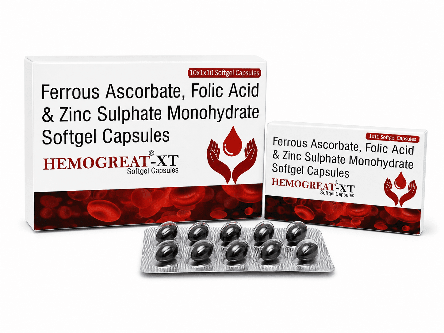 HEMOGREAT-XT SOFT GEL - Ferrous Ascorbate Folic Acid Zinc Capsules