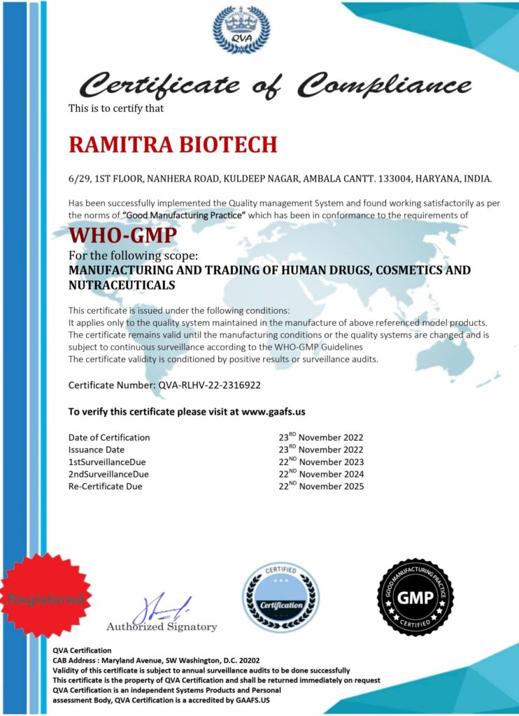 ramitra biotech certificate